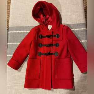 Girls Red Wool Pea Coat
